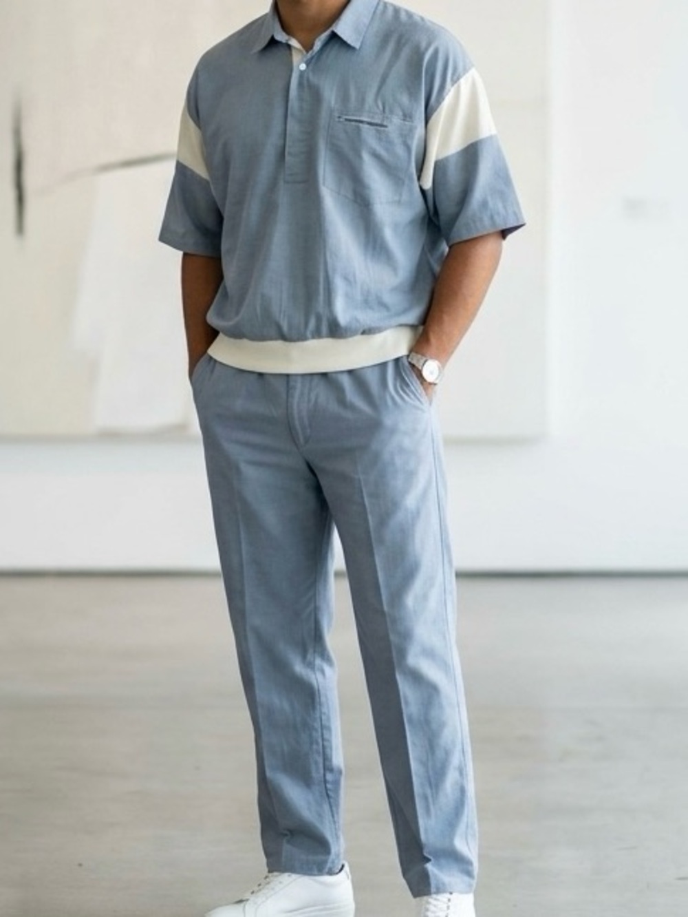 Vintage Men’s Classic 1980S Pierre Cardin Color Block Two-Piece Set